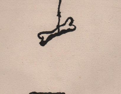 «Le Chien et l'os».
Gouache sur papier format...