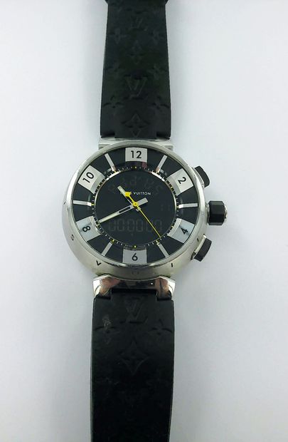 LOUIS VUITTON, Tambour.
Steel watch with...