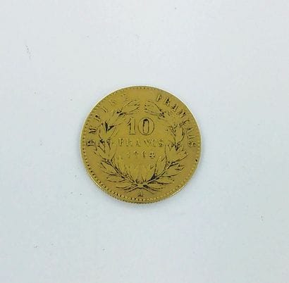 1864 10-Franc Gold Coin.
3.1 grams