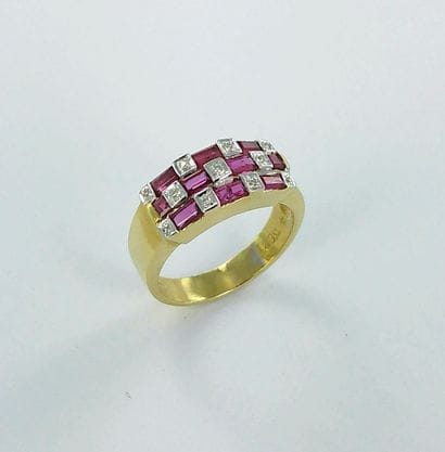 750-thousandths two-tone gold ring set with...