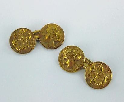 Paire de boutons de manchettes or 750 millièmes...