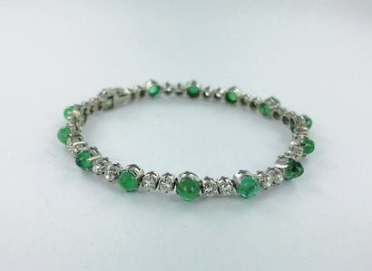 750-th white gold chain bracelet set with...
