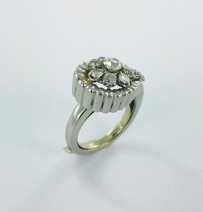 Platinum ring set with diamonds (approximately...