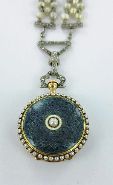 LEROY.
750-thousandths gold necklace watch,...