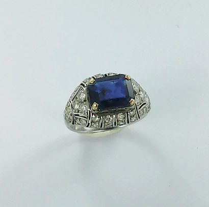 750-thousandths white gold ring set with...