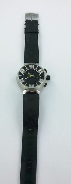 LOUIS VUITTON, Tambour.
Steel watch with...