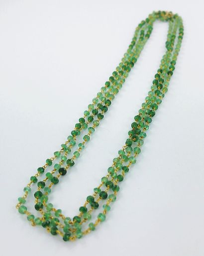 750-thousandths gold long necklace set alternately...