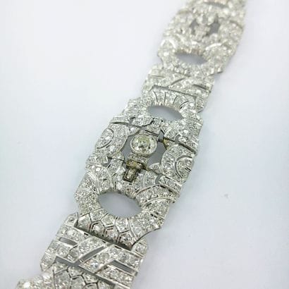 Large bracelet articulé platine pavé de diamants...