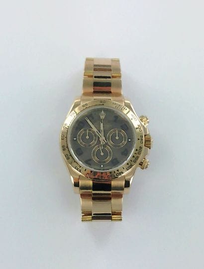 ROLEX, Daytona.
750-thousandths rose gold...
