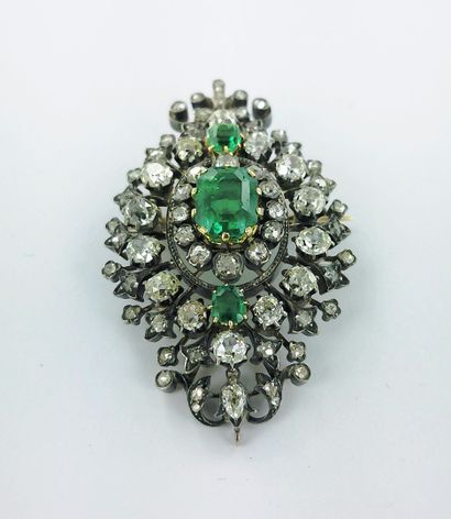 Broche Pendentif argent et or 750 millièmes...