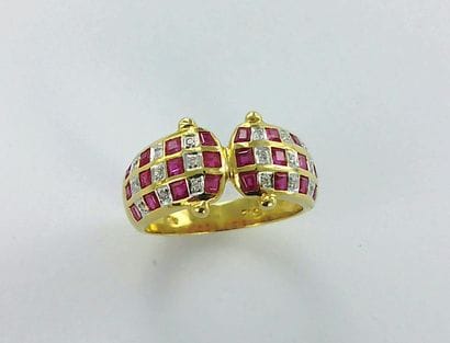 750-thousandths two-tone gold ring set with...