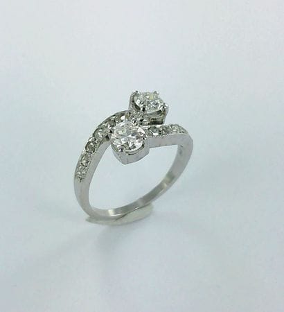 White gold ring set with two 