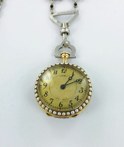 LEROY.
750-thousandths gold necklace watch,...