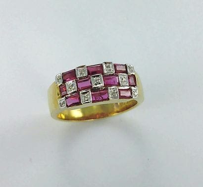 750-thousandths two-tone gold ring set with...