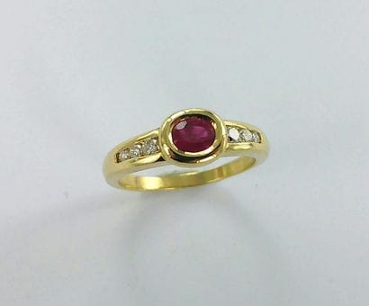 750-thousandths two-tone gold ring set with...