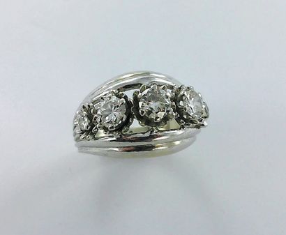 750-thousandths white gold ring set with...