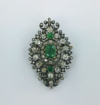 Broche Pendentif argent et or 750 millièmes...
