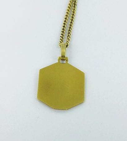 750-thousandths gold chain and pendant depicting...