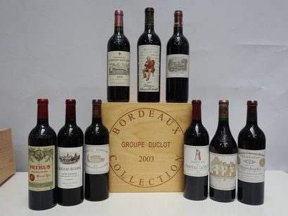 CAISSE BOIS COLLECTION DUCLOT de 9 bouteilles...
