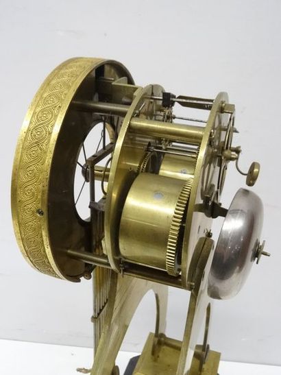 Pendule squelette sous globe formant régulateur....