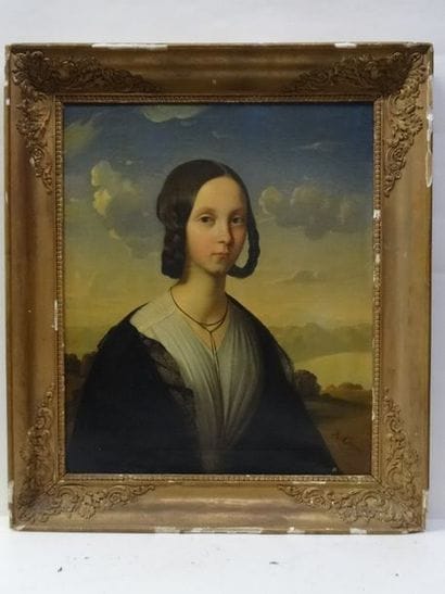 Portrait de femme 1850, Hst, 73 x 60 cm,...