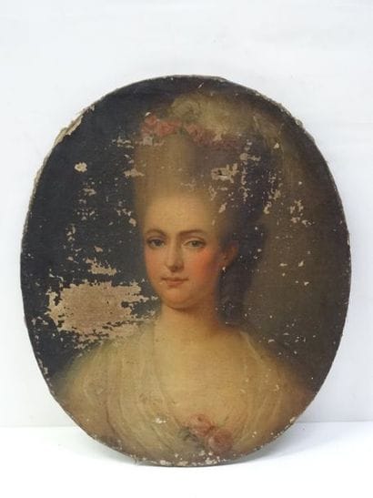Portrait de femme en médaillon, XVIIIe siècle...