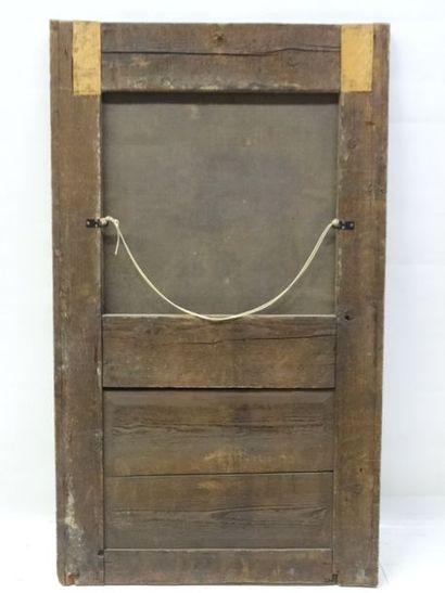Miroir formant trumeau en bois laqué et dré,...