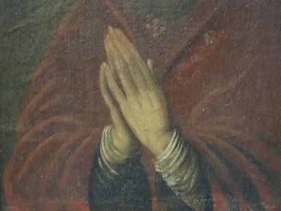 Homme en prière, Hst (naif), 63 x 55 cm,...