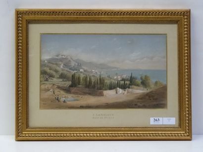 LAMALGUE P. (?), Rade de Toulon, dessin aquarellé,...