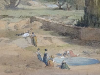 LAMALGUE P. (?), Rade de Toulon, dessin aquarellé,...