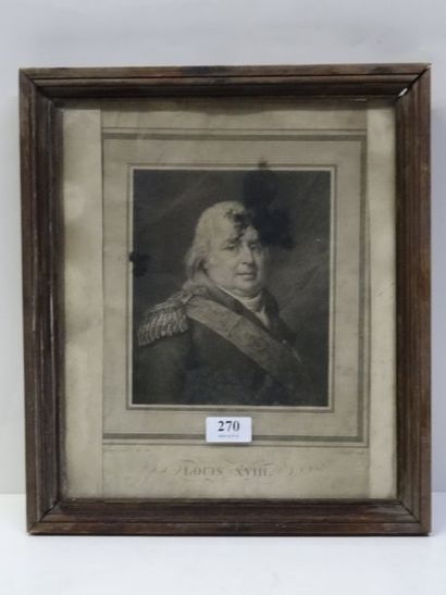 Gravure représentant Louis XVIII, 33 x 28...