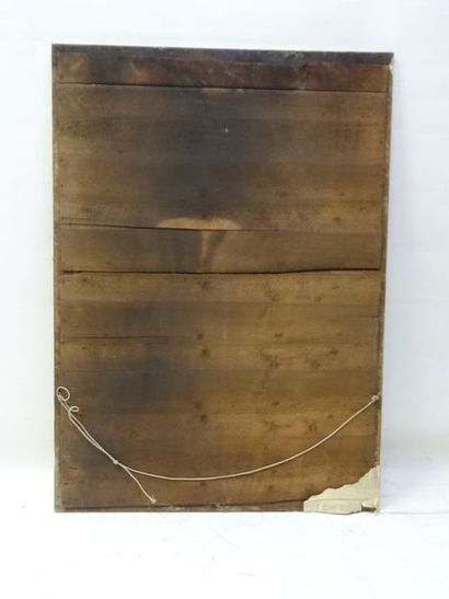 Miroir dans un encadrement en bois et stuc...