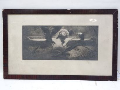 HERON Crucifixion, Lithographie sbd encadrée,...