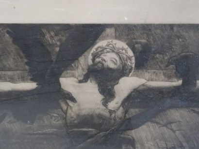 HERON Crucifixion, Lithographie sbd encadrée,...
