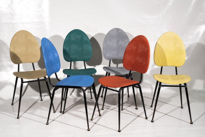 1950S WORK

Set of 6 black lacquered tubular...