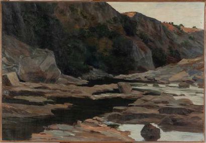 Attribué à Osterlind ??

Rochers sur la rivière,

Huile...
