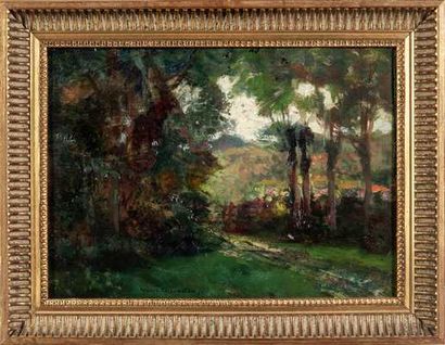 Ecole française,

Paysage à la haie,

Hsc,...