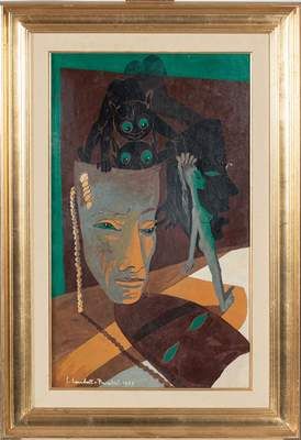 RUCKI Mara (born 1920)

Mask and cats,

Oil...