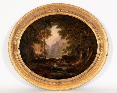 Ecole du début du XIXe siècle,

Paysage romantique,...