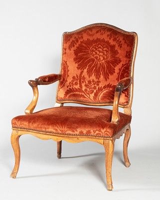 Fauteuil à dossier plat en noyer naturel,...