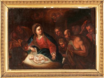 Ecole du XVIIIe siècle,

Nativité,

Hst,...
