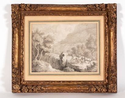 Ecole du XVIIIe siècle,

Pastorale,

Dessin...