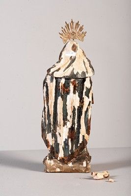 
Statue Vierge à l'enfant en bois polychrome,...