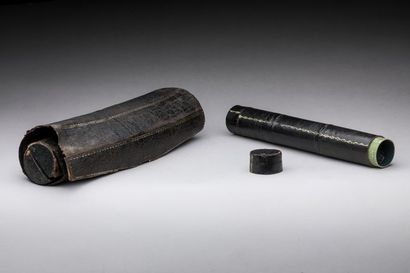 Leather and gilded wood writing case with...