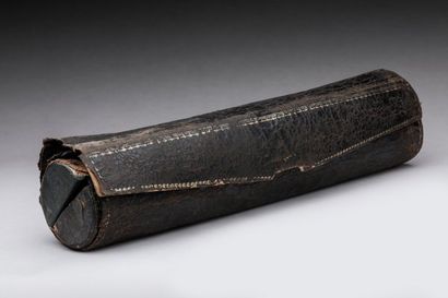 Leather and gilded wood writing case with...