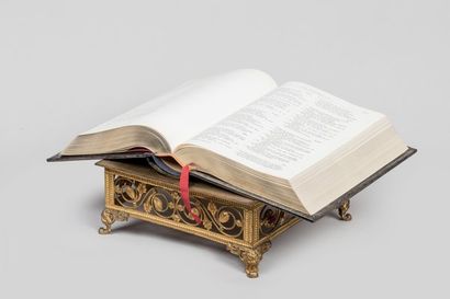 Altar lectern in gilt bronze and enamels...