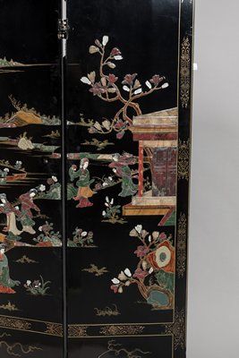 Four-leaf folding screen with lacquer decoration...