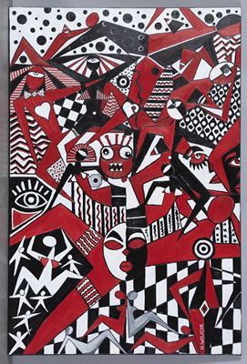 WOJCIK Henri (born in 1945)
In red and black,...