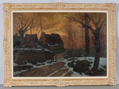 CHARRETON Victor (1864 - 1936)
Winter sunset,
Hst...