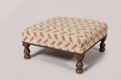 Square shaped stool, resting on four turned...
